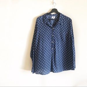 Old Navy XXL Navy Polka Dot Button Up